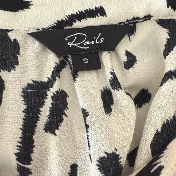 Rails Women's Animal Print Button Down Blouse Cinched Waist Work Wear | Small - Picture 6 of 10